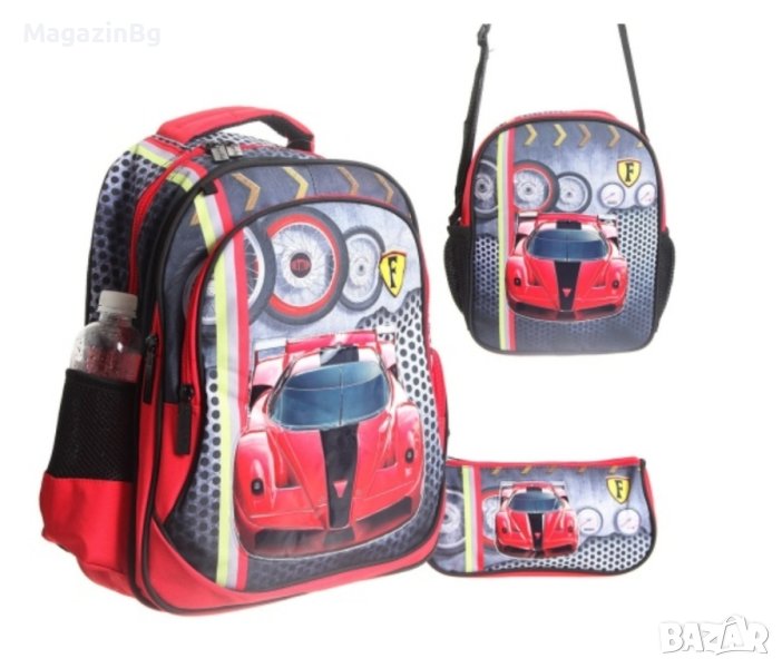 Ученическа раница 3в1 с несесер, термо чанта и светлини Glossy Bird, Размери 41х30х14 см , снимка 1