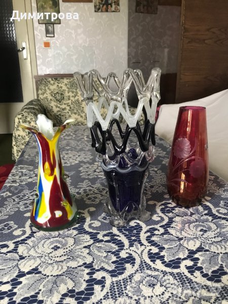 Стъклени, порцеланови, керамични, кристални вази, кристални шишета, захарници, снимка 1