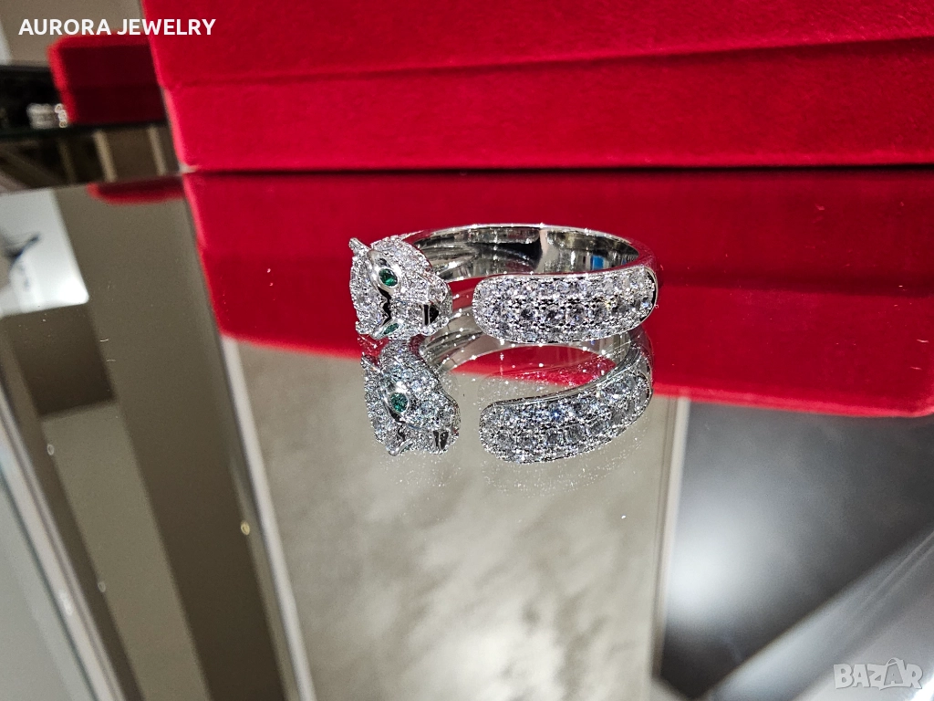 CARTIER Panthere de Cartier White Gold Paved Diamonds Дамски Пръстен, снимка 1