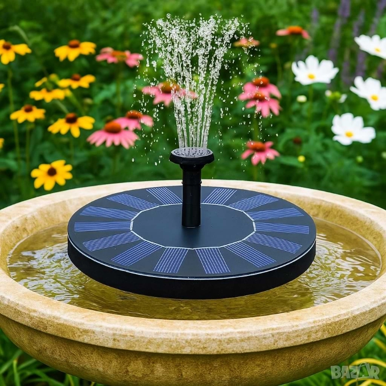 Соларен фонтан с три режима на разпръскване на водата, снимка 1