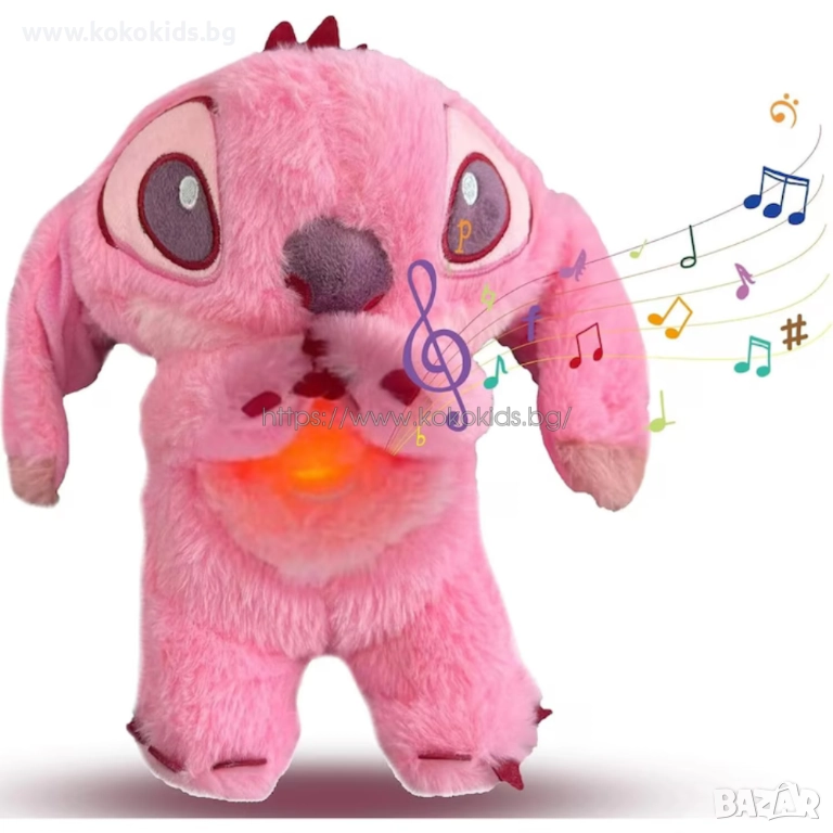 ПЛЮШЕНА ИГРАЧКА ДИШАЩ СТИЧ СЪС ЗВУК И СВЕТЛИНА - STITCH , 30 СМ., снимка 1