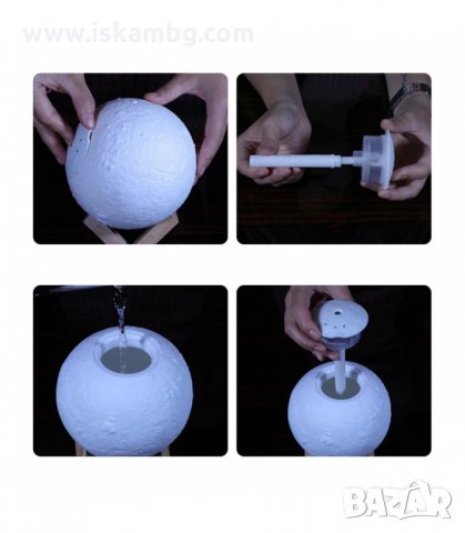 КОМБИНИРАН АРОМАТИЗАТОР И НОЩНА ЛАМПА 3В1 В ТРИИЗМЕРНА, РЕЛЕФНА ФОРМА НА ЛУНА - код 2634, снимка 7 - Овлажнители и пречистватели за въздух - 33929349