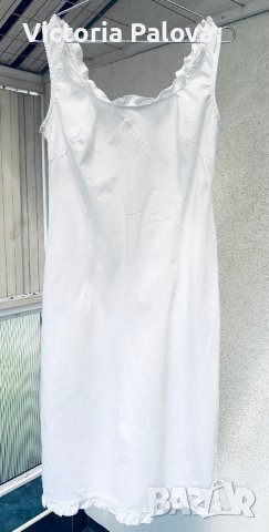 Бяла рокля BENETTON, памук, снимка 11 - Рокли - 41616341