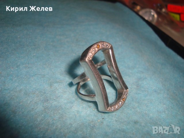 СТАР СРЕБЪРЕН АРТ ПРЪСТЕН РОДИРАНО СРЕБРО 925 с ЦИРКОНИ 25685, снимка 6 - Пръстени - 35884537