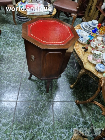 Уникален антикварен английски осмоъгълен дървен шкаф бар , снимка 4 - Антикварни и старинни предмети - 52309034