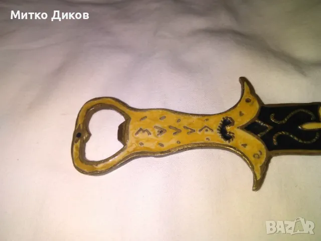 Отварачка месинг емайл винтидж отлична, снимка 2 - Други ценни предмети - 48551284