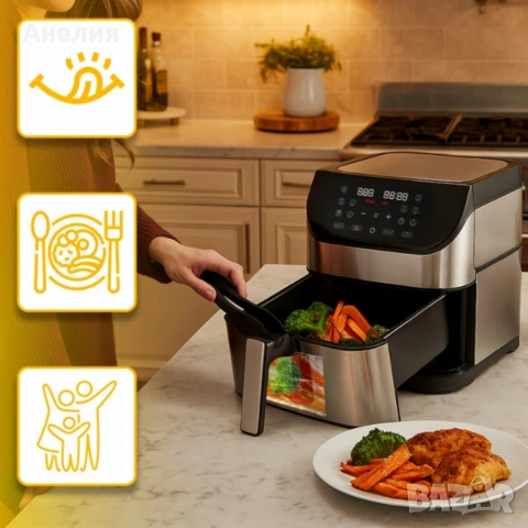 Фритюрник с горещ въздух XXL - 8 литра, 1800 W и 12 програми, снимка 7 - Фритюрници - 53774178