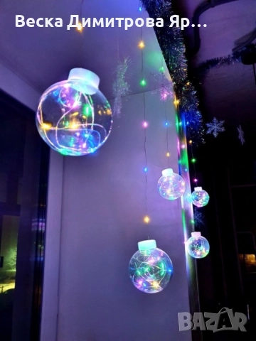 Празнични LED светлини топка с 10 топки в бяла студена и бяла топла светлина SD8, снимка 4 - Лед осветление - 52262777