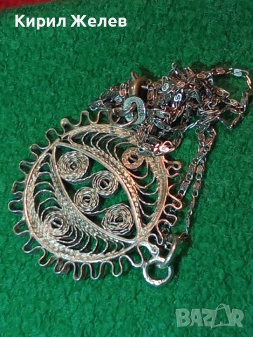 ФИЛИГРАНЕН СРЕБЪРЕН ПЕНДАНТ със СРЕБЪРНА СРЕБРО 925 ВЕРИЖКА ФИНА МАЙСТОРСКА РЪЧНА СТАРА РАБОТА 36452, снимка 2 - Антикварни и старинни предмети - 39671077