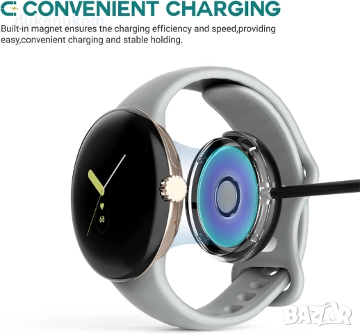 USB-C Магнитен Кабел за Зареждане, съвместим с Google Pixel Watch (1-во поколение), снимка 2 - USB кабели - 52606355