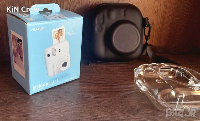 Fujifilm Instax Mini 12 camera (Clay white) + plastic shell, EVA case, снимка 16 - Фотоапарати - 53858348