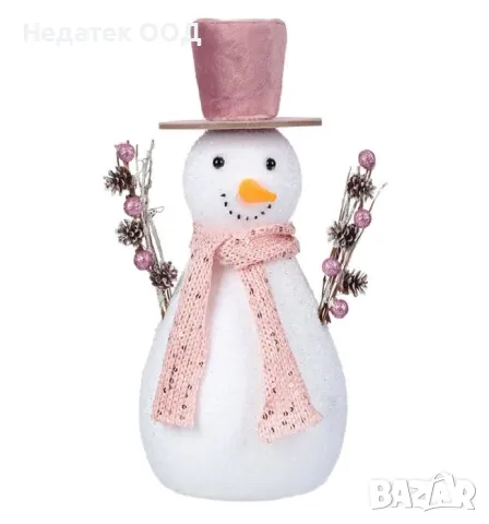 Коледен декоративен Снежен човек, Бял, 30 см