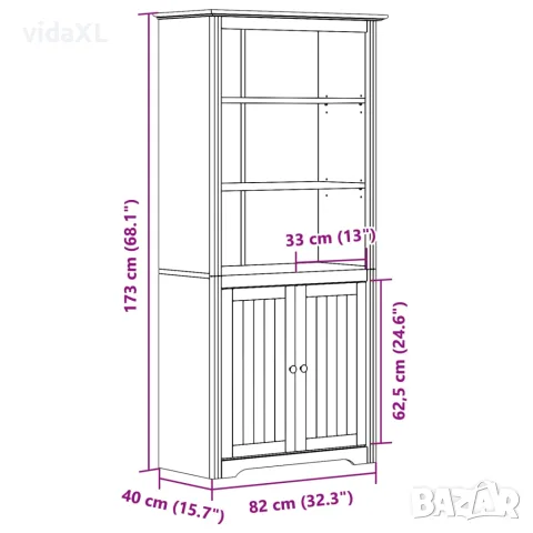 vidaXL Етажерка за книги BODO сива 82x40x173 см бор масив, снимка 8 - Етажерки - 56147263