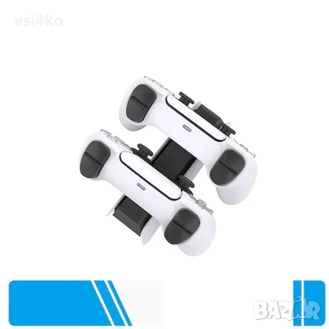 Двойна зарядна станция за PlayStation 5 контролери, снимка 5 - Аксесоари - 48395481