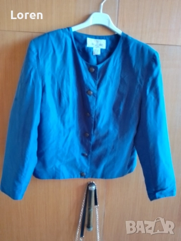 *Art of Silk*Дамски синьо тънко сако с подплънки , снимка 2 - Сака - 51492090