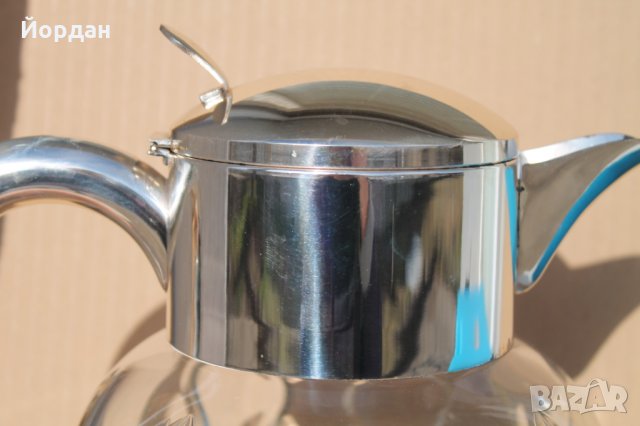 Кристална кана с метален посребрен обков , снимка 4 - Вази - 35831546