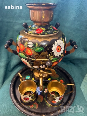 Продавам нов ръчно рисуван самовар, снимка 4 - Антикварни и старинни предмети - 48092863