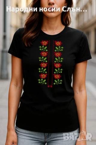 Дамска тениска с бродирана шевица, снимка 4 - Тениски - 51933731