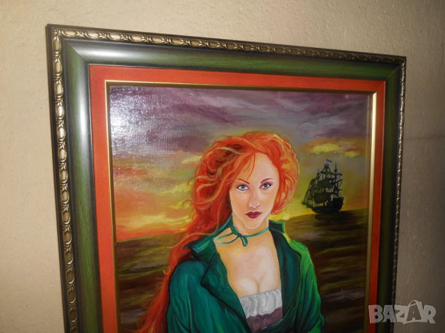 Масло върху платно Дама Пират, снимка 4 - Картини - 41710865