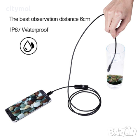 2 в 1 ендоскоп 200 см -  USB и micro USB,  Android, PC, 5,5 мм камера, снимка 3 - Камери - 44736429