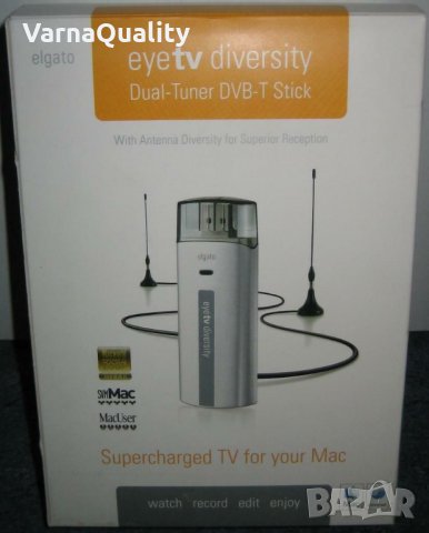 Elgato EyeTV DTT Diversity двоен ТВ тунер за гледане и запис на телевизия за Mac OS, снимка 2 - Захранвания и кутии - 40100140