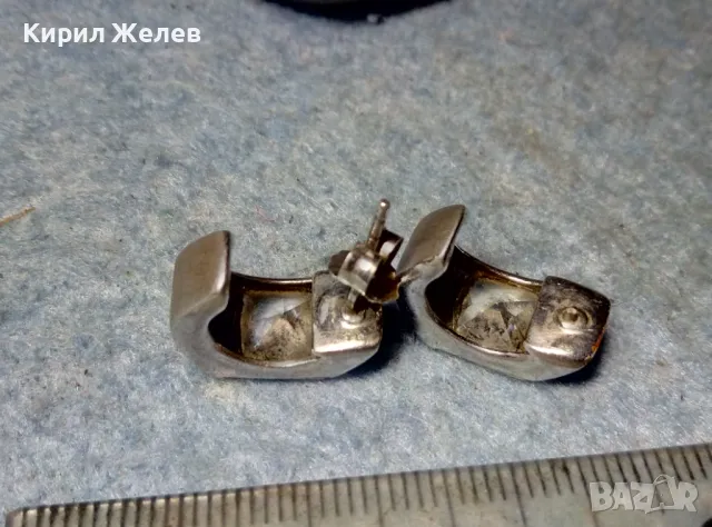 СТАРИ СРЕБЪРНИ ОБЕЦИ СРЕБРО 925 с ФАСЕТИРАН ЛАБОРАТОРЕН МОЙСАНИТ 1-та с НУЖДА от ЗАКОПЧАЛКА 49734, снимка 12 - Обеци - 48987305