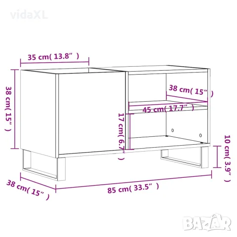 vidaXL Шкаф за грамофонни плочи бял гланц 85x38x48 см инженерно дърво, снимка 9 - Шкафове - 56148134