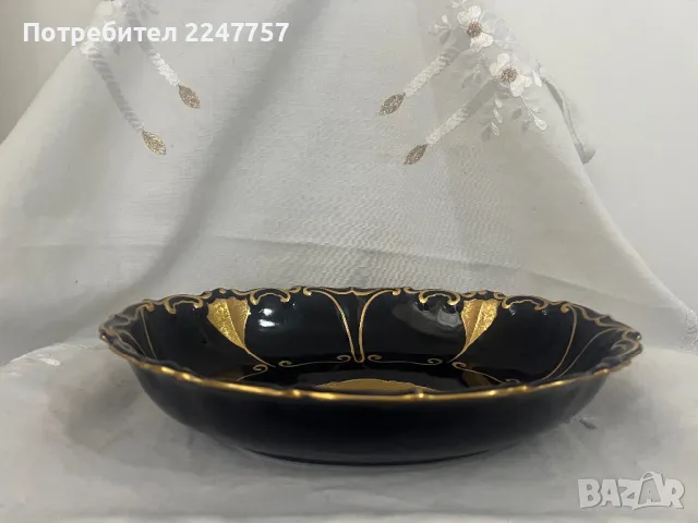 Луксозна фруктиера порцелан кобалт с позлата, снимка 7 - Антикварни и старинни предмети - 50043712