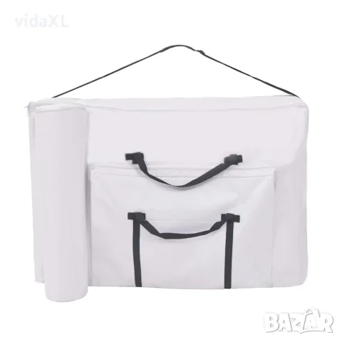 vidaXL Сгъваема масажна кушетка с 3 зони и столче, 10 см пълнеж, бяла, снимка 6 - Кушетки - 56146027