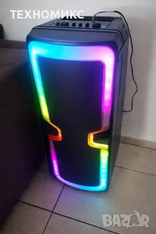 Bluetooth Тонколона , Led осветление, 2 х 8 инча ,микрофон, снимка 3 - Тонколони - 53612022
