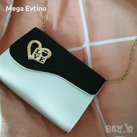 Дамска чанта Love, черно-бяла, снимка 3 - Чанти - 35937773