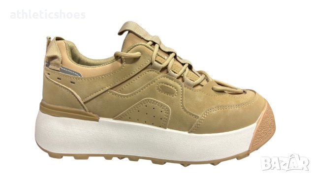 Дамски маратонки на платформа в бежово