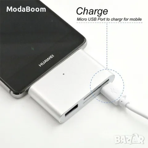 Мултифункционален адаптер и кардрийдър с фукнция за зареждане на телефони, снимка 4 - Друга електроника - 48763802