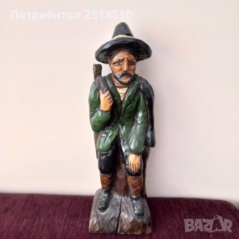 Фигура на ловец- дърворезба , снимка 2 - Антикварни и старинни предмети - 41933082