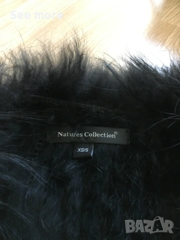 Natures Collection eлек в черно с естествен косъм заек и лисица XS/Sсица XS/S, снимка 4 - Якета - 53180270
