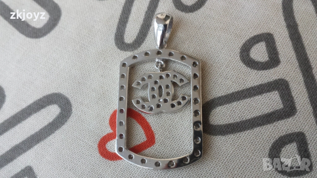 ГОЛЯМА НОВА РОДИРАНА СРЕБЪРНА ВИСУЛКА ШАНЕЛ 8.82 гр. / ПРОБА 925, снимка 3 - Колиета, медальони, синджири - 52020412