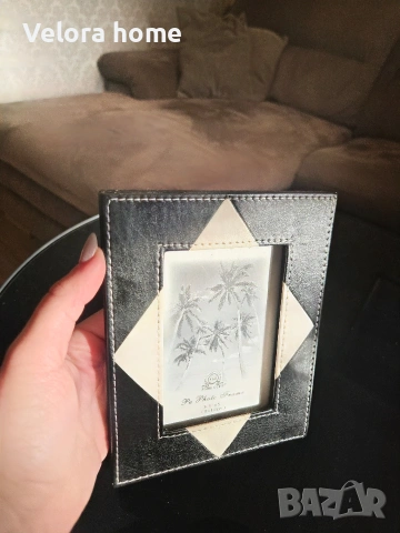 Кожена черно-бяла рамка за снимка, снимка 5 - Декорация за дома - 53398237
