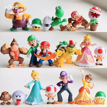18 бр Супер Марио Super Mario приятели пластмасови фигурки PVC за игра и украса торта топер играчки, снимка 3 - Фигурки - 56225281