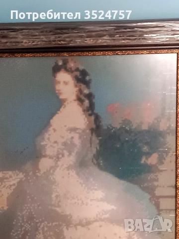 Луксозен диамантен гоблен „Принцеса Сиси“ – рамка с антирефлексно стъкло, снимка 5 - Гоблени - 52432771