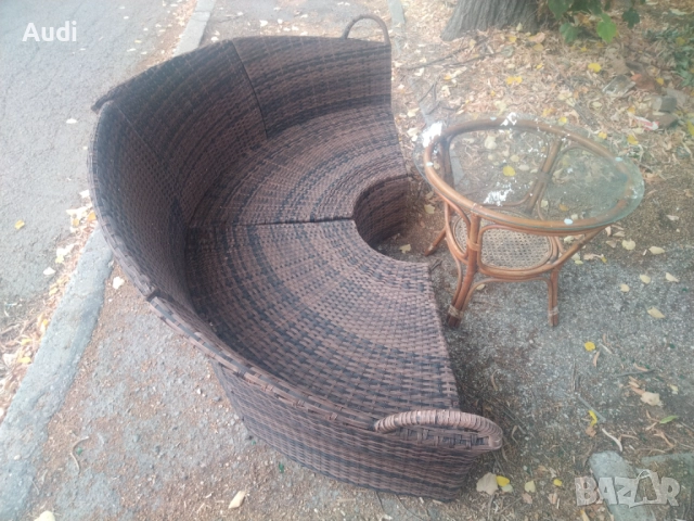 Комплект градински мебели от изкуствен  ратан - Маса и канапе Размери на канапето Широчина 185см Вис, снимка 6 - Градински мебели, декорация  - 51841133