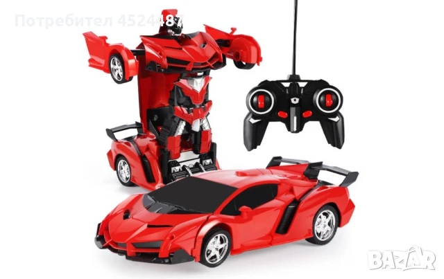 Спортен автомобил с дистанционно – трансформърс - ЧЕРВЕН, снимка 3 - Коли, камиони, мотори, писти - 51410012