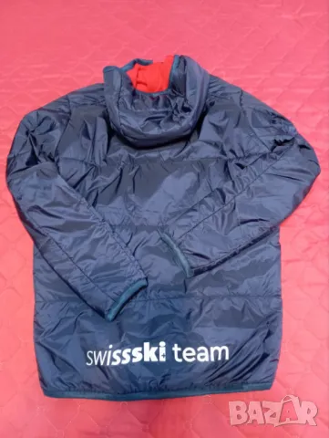 Мъжко тънко пухено ски яке размер 48/М - Descente Швейцарски ски отбор, снимка 2 - Зимни спортове - 48293600