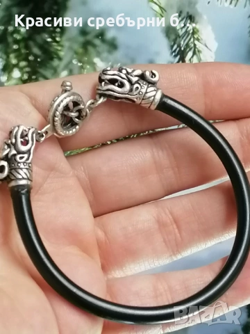 Дамска сребърна гривна дракон, снимка 7 - Гривни - 53027747