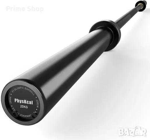 Олимпийски лост за вдигане на тежести PhysKcal P1 Barbell, 20 кг, 220 см, до 340кг, Черен