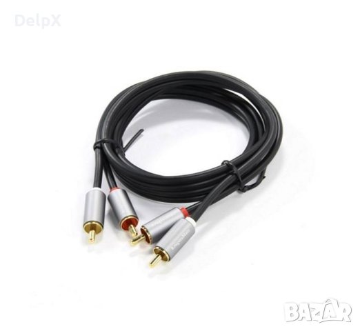 Кабел за аудио, професионален, STEREO, HQ, 2xRCA(м), силиконов, 1m, снимка 1