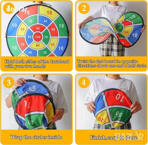 Дартс дъска за деца - 74 см двустранна велкро дъска за дартс, снимка 6 - Игри и пъзели - 42142050