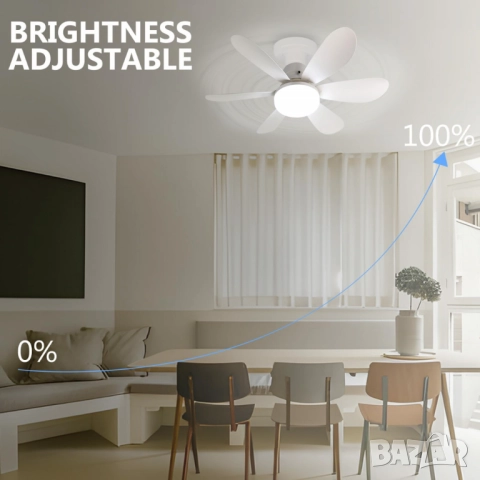 Модерна вентилаторна лампа с форма на цвете, LED осветление, дистанционно, 40W, 1200 лумена, снимка 11 - Други - 52004134