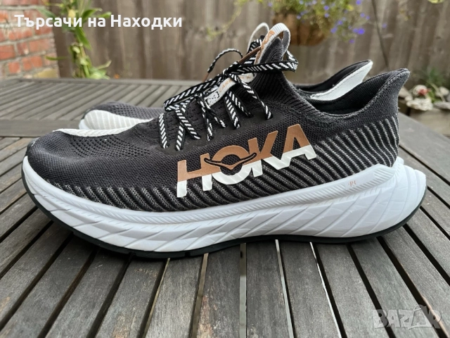 $163 Мъжки маратонки HOKA Carbon X3 Black and white 44-45 отлично състояние, снимка 6 - Маратонки - 52033659