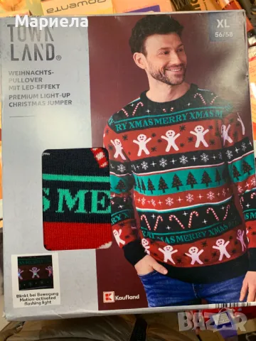 Коледен Пуловер с LED ефект и музика / XL / 56-58, снимка 2 - Блузи с дълъг ръкав и пуловери - 49789843