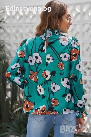 Дамска блуза с дълъг ръкав и флорален принт, снимка 2 - Блузи с дълъг ръкав и пуловери - 44415669